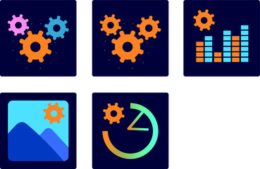 vector icon set in orange and blue color