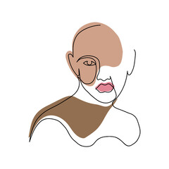 One line girls vector