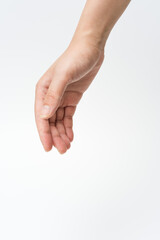 Close up of gestures on a white background