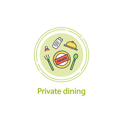 Private dining concept line icon. Personal dinner in restaurants. Compliance rules. Regulation through covid19. Restaurants new normal.Vector isolated conception metaphor illustration