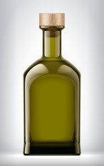Color Glass bottle on background with Cork. 