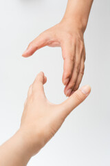 Close up of handshake on white background