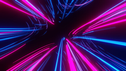 Lights and stripes moving fast over dark background © cherezoff