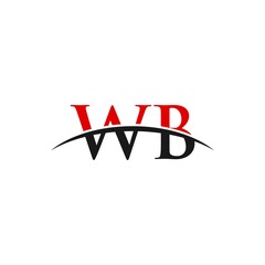 WB initial swoosh horizon, letter logo designs vector