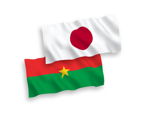 Flags of Japan and Burkina Faso on a white background