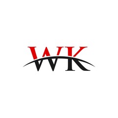 WK initial swoosh horizon, letter logo designs vector