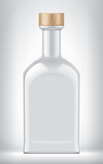 Non-transparent Bottle on background with Cork. 