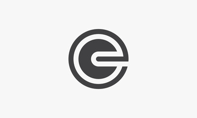 lowercase letter E logo circle concept isolated on white background.