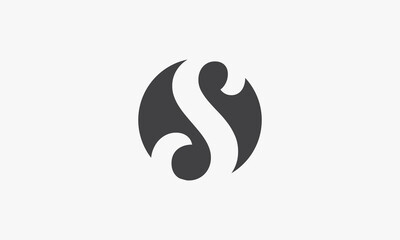 letter S circle negative space concept isolated on white background.