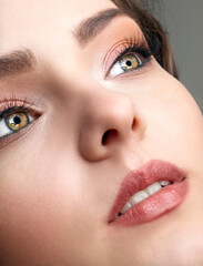 Naklejka premium Closeup shot of human female face.