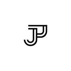 Letter jp linked flat overlapping design logo vector. J, P logo initial vector mark. JP Initial name logo. Double line JP Initial Letter Logo Vector