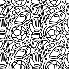 doodle set of soccer hand drawing