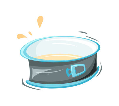 Springform cake tin. Stylized kitchen utensil. Cartoon flat illustration of baking dish. Color isolated vector element on white background