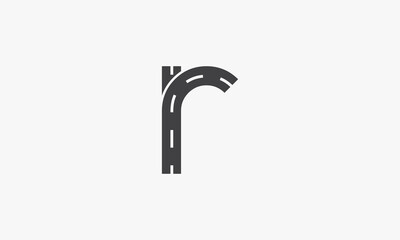 road letter R logo concept isolated on white background.