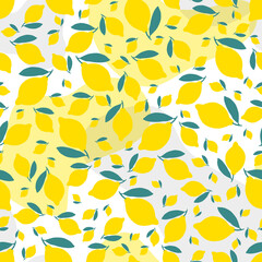 Lemon fruits seamless pattern on white background