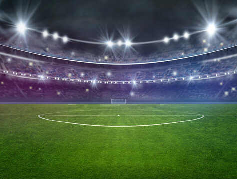  Football stadium, shiny lights, view from field