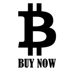 Bitcoin cryptocurrency pictogram for online trading with invitation to buy