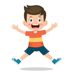 happy kids jump vector illustration isolated.
