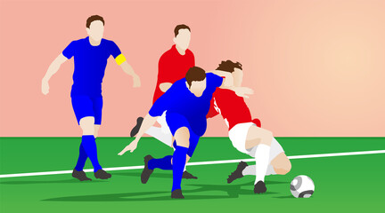 Obraz na płótnie Canvas Soccer Stretch your body to stop the attack. Vector