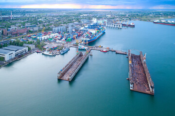 Empty dry docks in port Odessa.