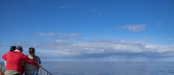 Boat trip at Sao Miguel island, Atlantic ocean, Azores travel destination.