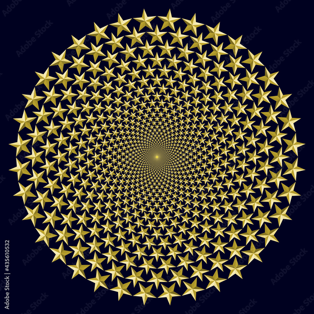 Poster set with stars in circle form. abstract decorative golden background.