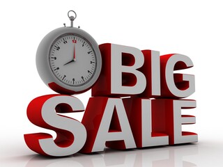 3d illustration stopwatch with big sale
