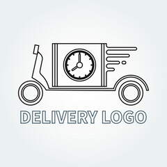 Logo delivery service by motorcycle, line and scooter logo. Eps 10 vector illustration.