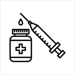 vector medical icon for pandemic vaccine ampoule and syringe. Image of covid-19 vaccine and syringe. Illustration of antiviral vaccine eps 10