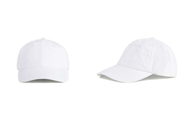 White sport baseball cap. Front and side views