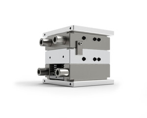 3D injection mold, plastic, resin, mold. Cups, boxes, toolboxes. The production process for Plastic injection mold. Injection molding machine used for the forming of plastic parts using polymers.