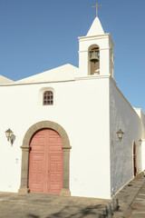 Fototapeta na wymiar The colonial church of Tinajo at the Canary island on Lanzarote, Spain