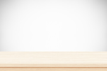Wooden table top isolated on gray background