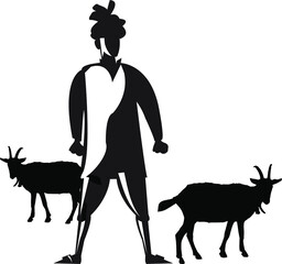 Illustration of India farmer, wearing turban kurta and dhoti, the typical costume of the Indian farmer, vector line art of India