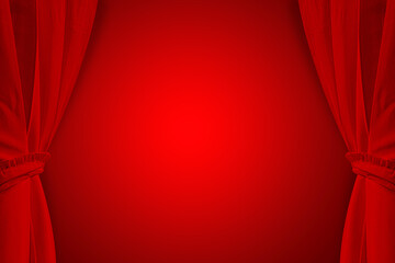 Red curtains on a red background