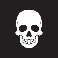 Human skull on a black background. Vector illustration.