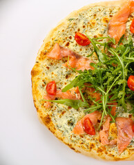 Italian Pizza with salmon and cheese