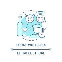 Coping with urges concept icon. Addiction recovery steps. Treatment of body addictions. Health curing abstract idea thin line illustration. Vector isolated outline color drawing. Editable stroke