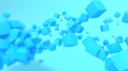 background composition minimalistic focus cubes geometric blur blue style 3d render