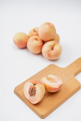 Fresh peach on white background