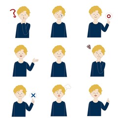 様々な表情の欧米人の男の子　セット
