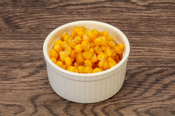 Sweet corn seeds in the bowl