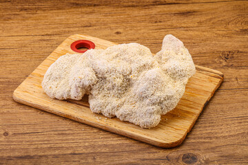 Raw meat schnitzel for roast