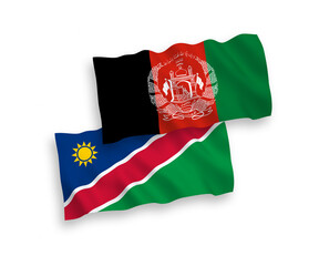 Flags of Islamic Republic of Afghanistan and Republic of Namibia on a white background