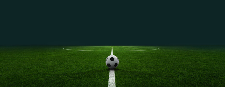 Fototapeta textured soccer game field - center, midfield