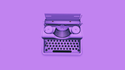 Purple vintage typewriter with purple background. 3d render - obrazy, fototapety, plakaty