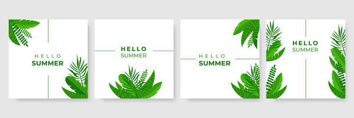 Vector set of summer social media stories design templates, backgrounds with copy space for text - summer backgrounds for banner, greeting card, poster and advertising

