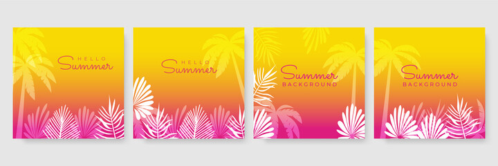 Vector set of summer social media stories design templates, backgrounds with copy space for text - summer backgrounds for banner, greeting card, poster and advertising
