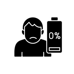 Vaccination effect black glyph icon. Drowsiness and fatigue. Mental burnout. Physical weakness. Symptom of disease. Health care. Silhouette symbol on white space. Vector isolated illustration