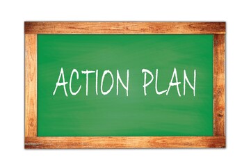 ACTION  PLAN text written on green school board.